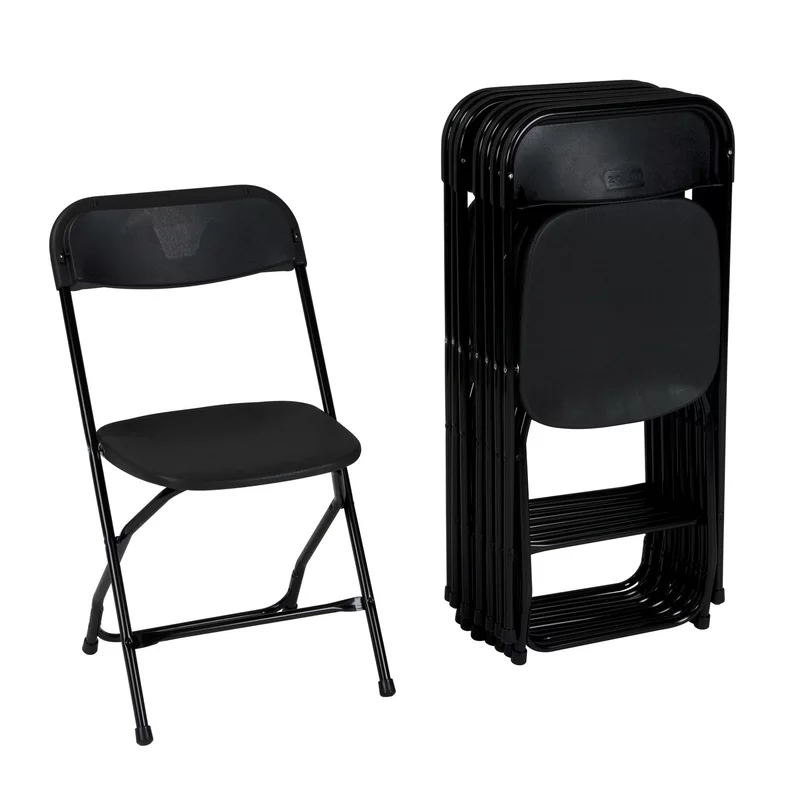 Cosco 60540BLK8E ZOWN Commercial 300 lb. Use Rate Heavy Duty. Injection Mold Banquet Folding Chair with Comfortable Contoured Back. Black. 8 Pack