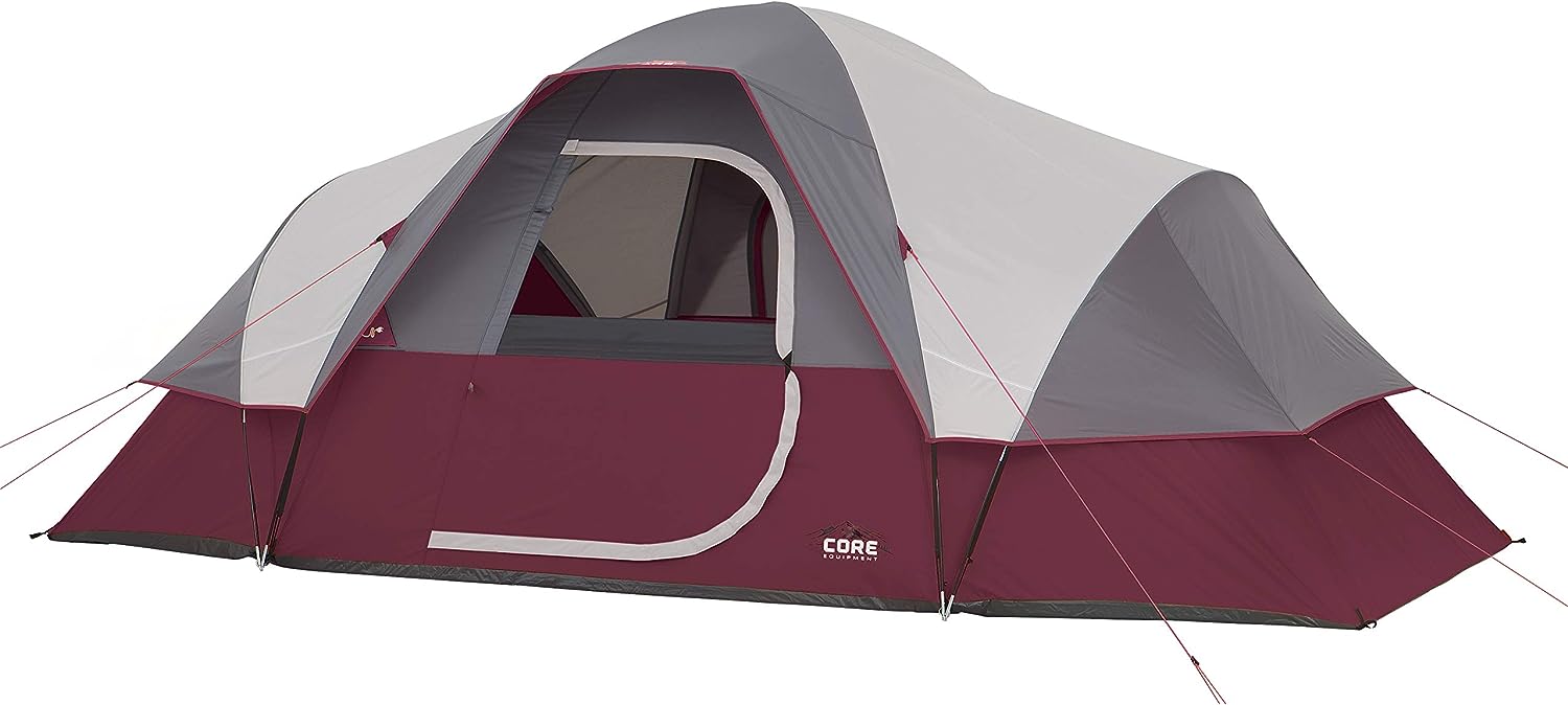 CORE Tents for Family Camping. Hiking and Backpacking 9 Person Dome Camp Tents with Included Tent Gear Loft for Outdoor Accessories