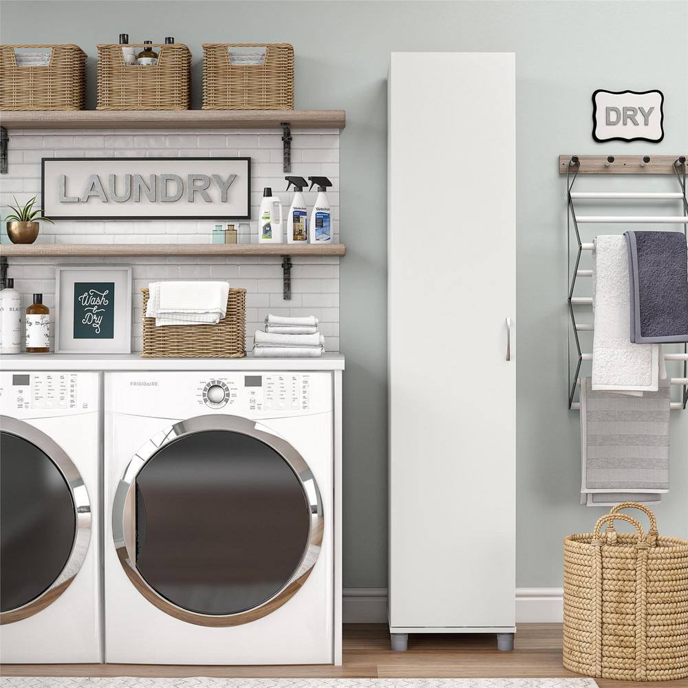 SystemBuild DE97199 Lonn 15.67 in. x 74.29 in. x 15.39 in. 5 Shelves Freestanding Utility Cabinet in White