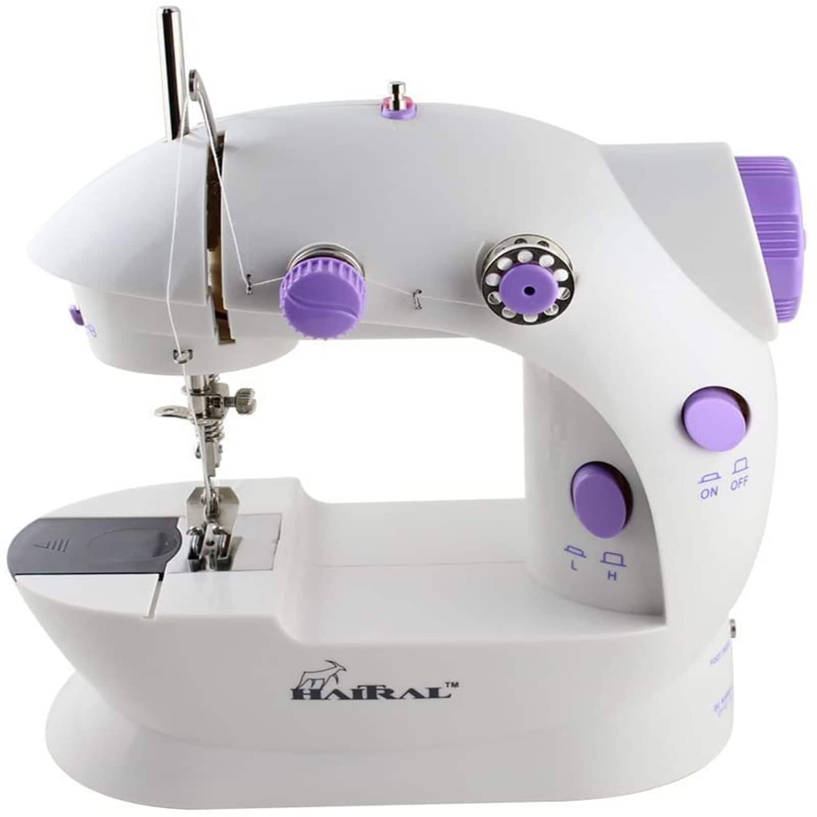 Haitral Lavender Flex-Speed Double-Thread Cordless Easy Sewing Machine with Pedal