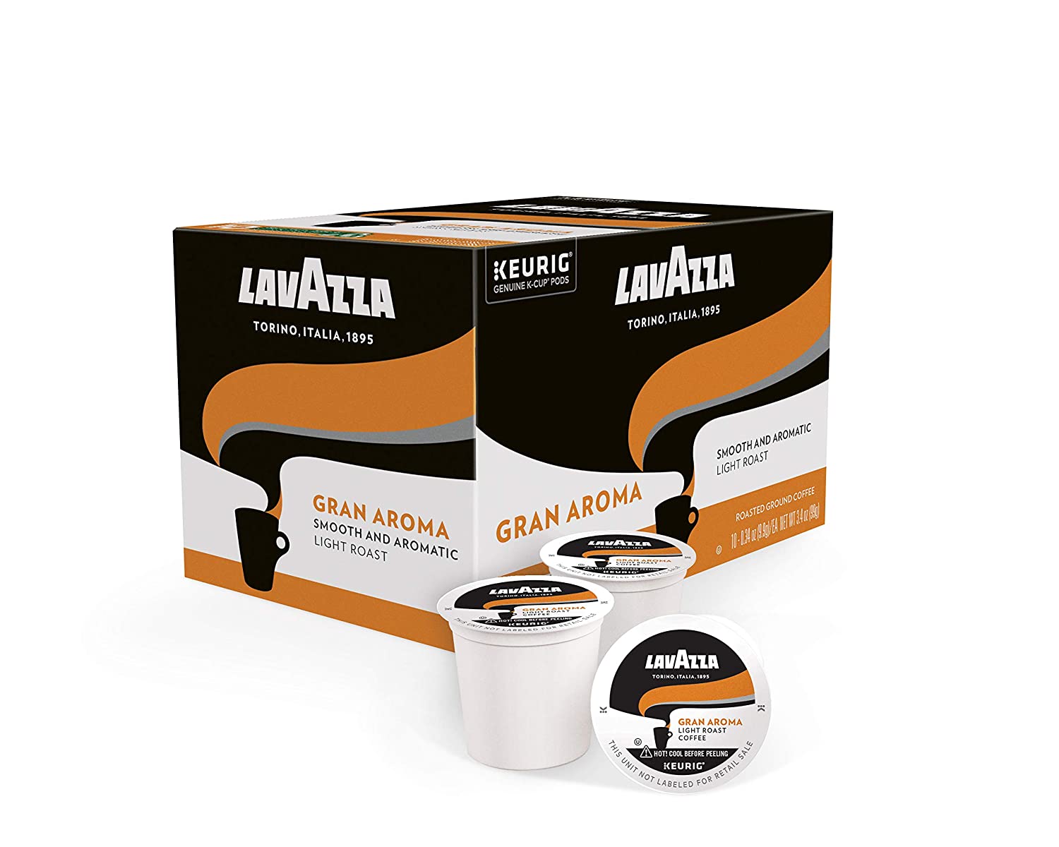 Lavazza Gran Aroma Single-Serve Coffee K-Cup Pods for Keurig Brewer. Light Roast. 10-Count Boxes (Pack of 6)