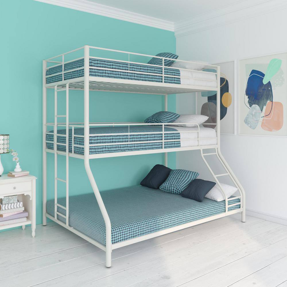 DHP  Cormac White Metal Twin/Full Triple Bunk Bed