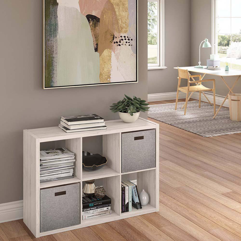 ClosetMaid 4569 30 in. H x 43.82 in. W x 13.50 in. D Bleached Walnut Wood Large 6- Cube Organizer