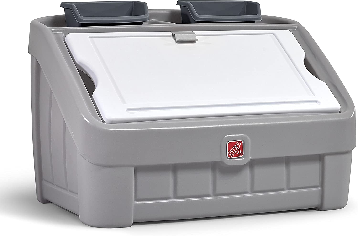 Step2 2-in-1 Toy Box & Art Lid | Plastic Toy & Art Storage Container. Grey
