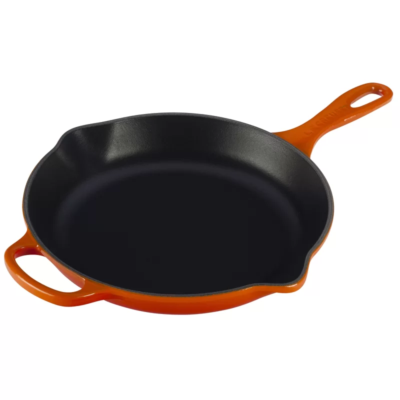 Le Creuset LS2024-2602 Enameled Cast Iron Signature Iron Handle Skillet. 10.25″ (1-3/4 qt.). Flame