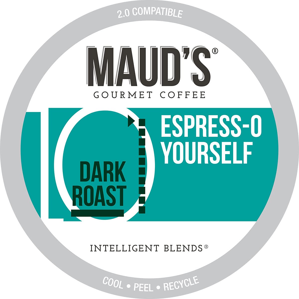 Maud-s Espresso Coffee Dark Roast (Espress-O Yourself). 100ct. Solar Energy Produced Recyclable Single Serve Coffee Pods - Richly Satisfying Arabica Beans California Roasted. Espresso KCup Compatible
