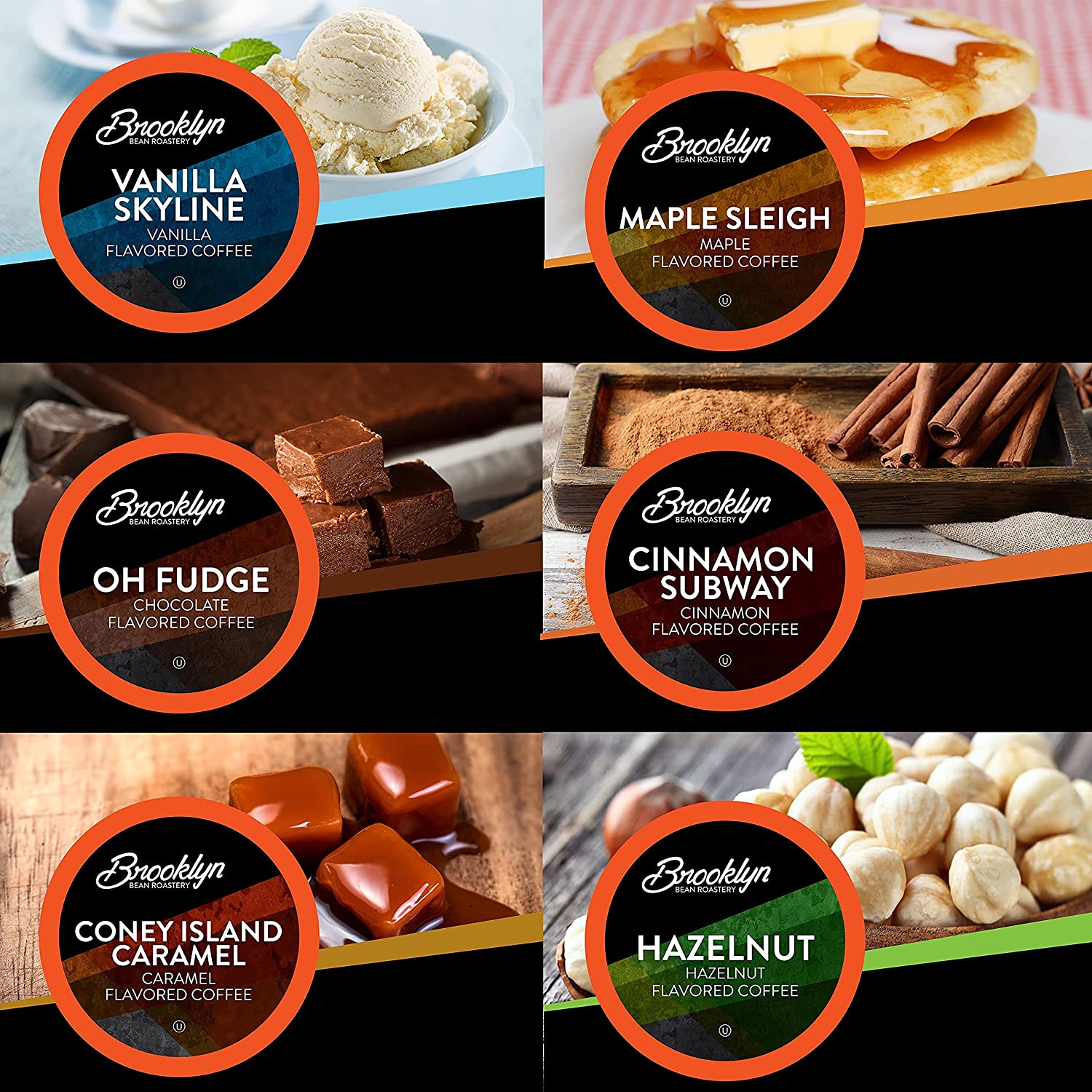 Brooklyn Beans Coffee Pods Flavored Gourmet Variety Pack. Compatible with 2.0 Keurig K Cup Brewers. 40 Count