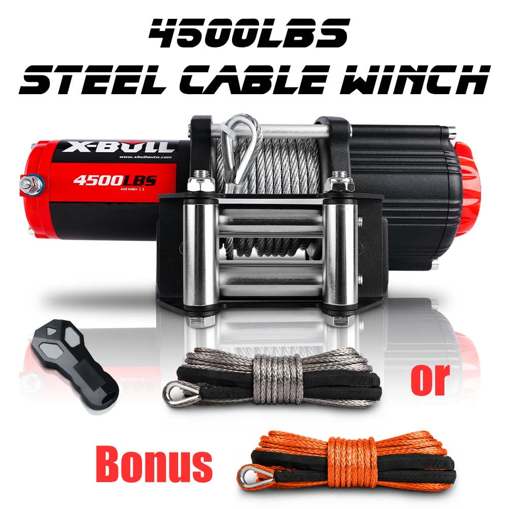 X-BULL 12V 4500LBS Steel Wire Electric Winch for Towing ATV/UTV Off Road with Mounting Bracket Wireless Remote