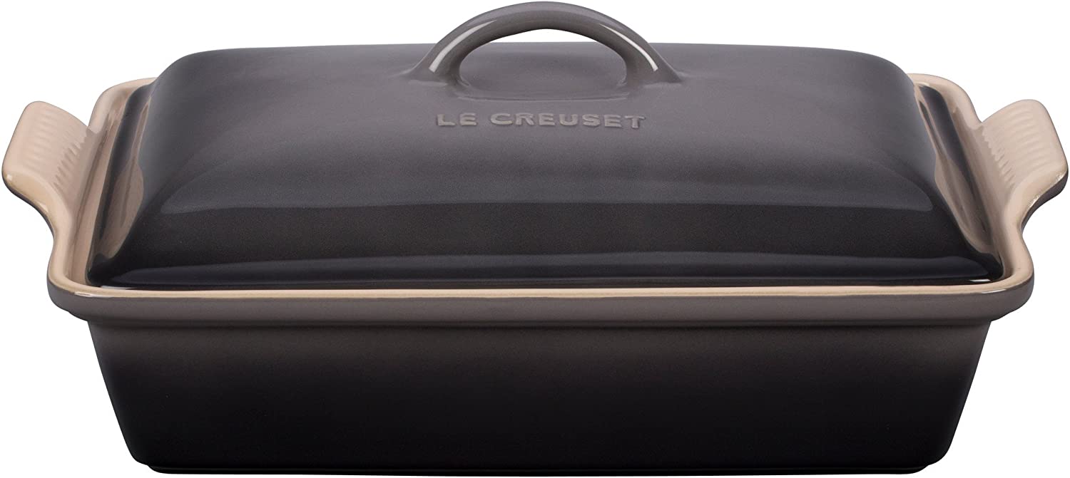 Le Creuset PG07053A-337F Stoneware Heritage Covered Rectangular Casserole. 4 qt. (12″ x 9″). Oyster