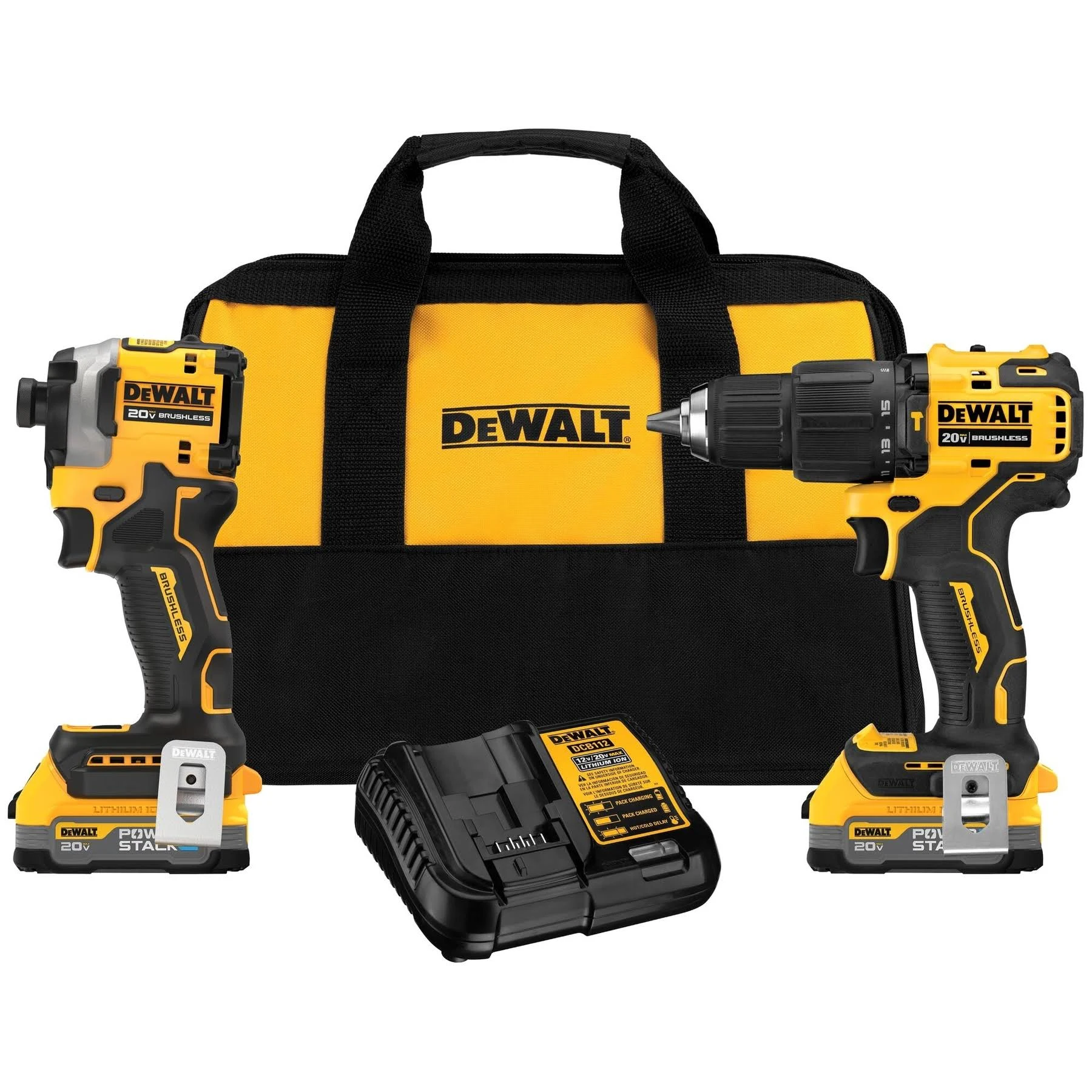 DEWALT DCK254E2 20V MAX Lithium-Ion Brushless Cordless 2 Tool Combo Kit with (2) 1.7Ah Batteries. Charger. and Bag
