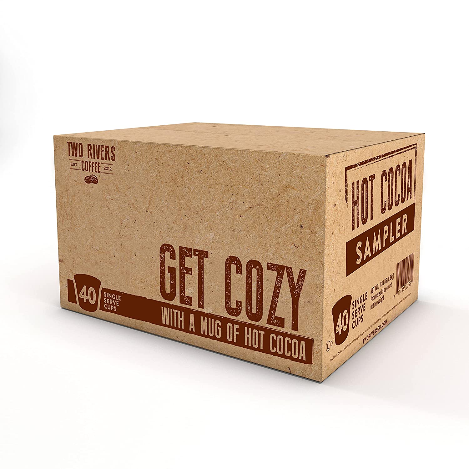 Two Rivers Chocolate Hot Cocoa Pods. Single Serve Variety Sampler Pack. 40 Count