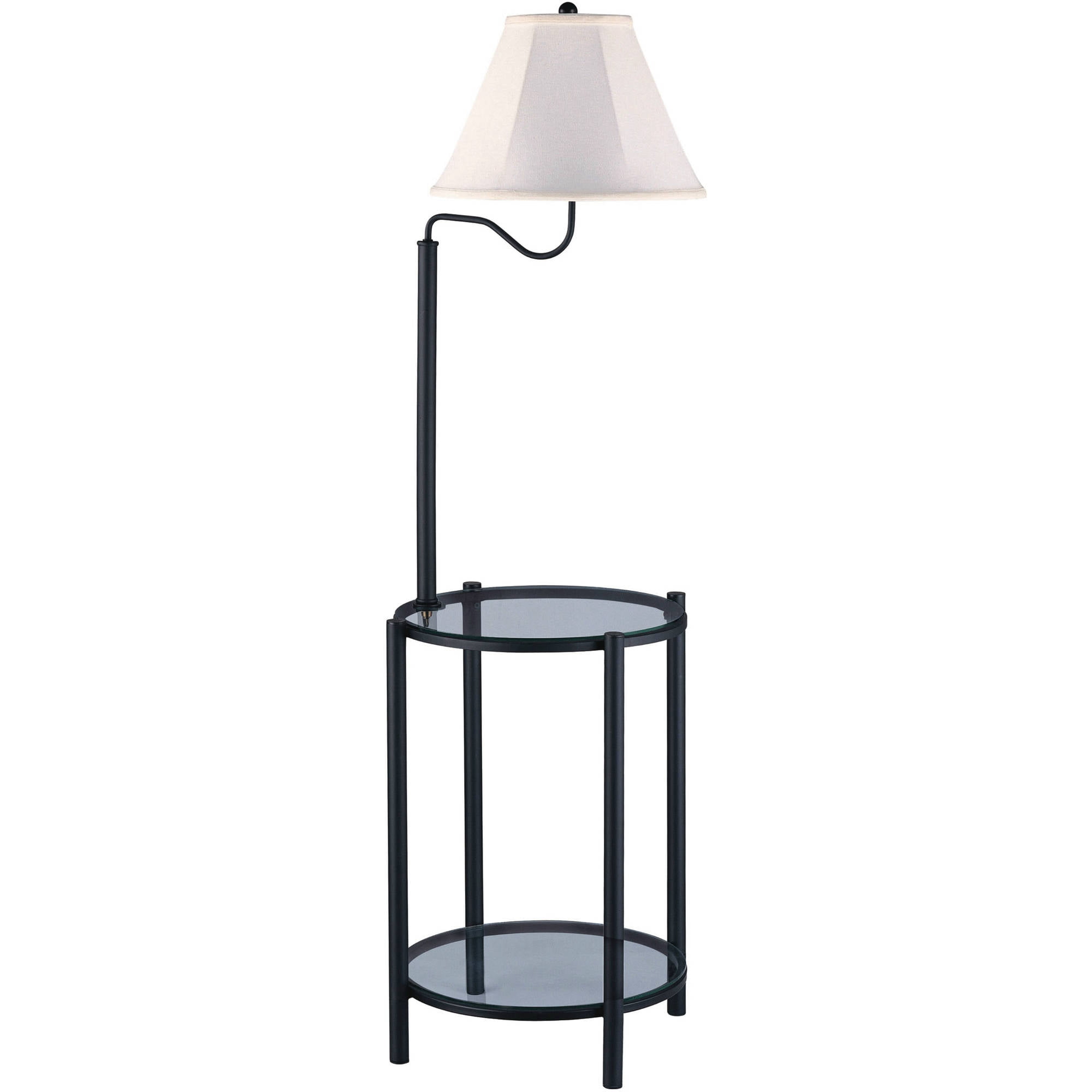 Mainstays Glass End Table Floor Lamp. Matte Black. CFL Bulb Included