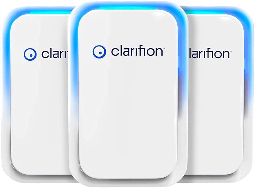Clarifion - Air Ionizers for Home (3 Pack). Negative Ion Filtration System. Quiet Air Freshener for Bedroom. Office. Kitchen. Portable Air Filter Odor. Smoke Dust. Pets. Eliminator. Mini Air Cleaner