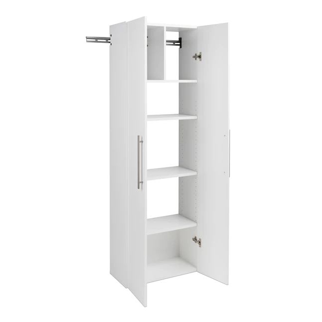 Prepac HangUps Collection Manufactured Wood 4-Shelf Wall Mounted Garage Cabinet in White (24 in. W x 72 in. H x 12 in. D)