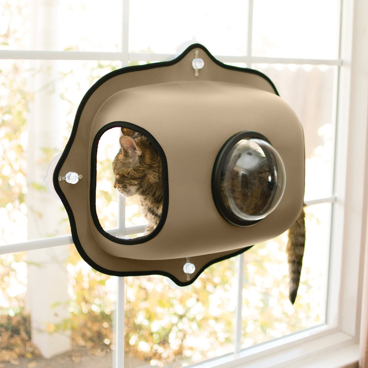 K&H Pet Products EZ Mount Bubble Pod Cat Window Perch. Tan