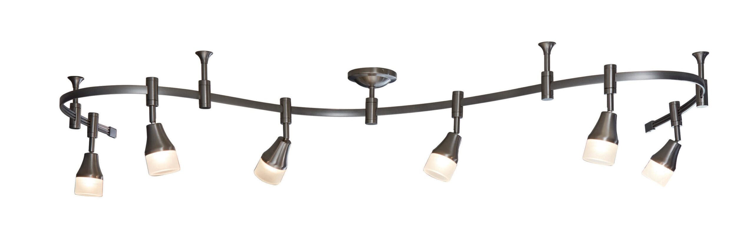 allen + roth 99.6-in 6-Light Brushed Nickel dimmable Integrated Modern/Contemporary Flexible Track Lighting Kit with Round Steel/Brushed Pivoting Heads
