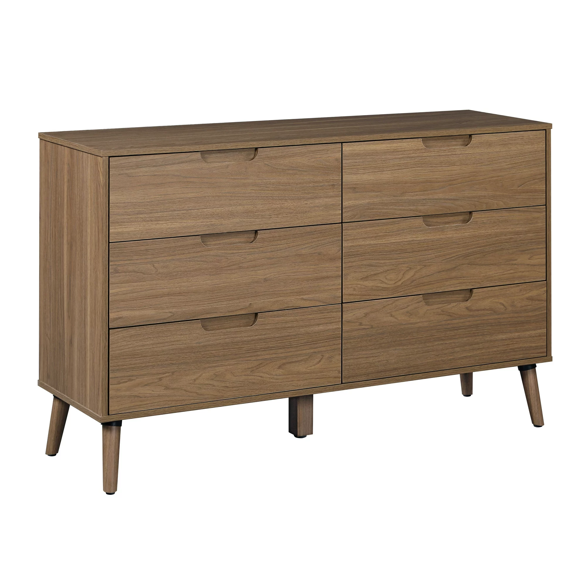 Mainstays Modern 6 Drawer Dresser. Bedroom. Brown Walnut