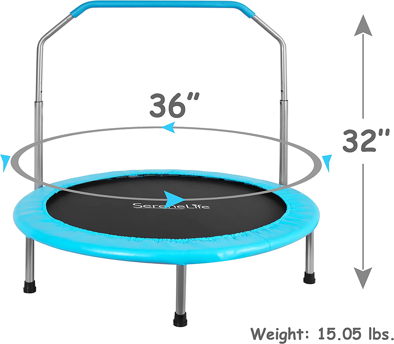SereneLife Portable Fitness Trampoline – Sports Trampoline for Indoor and Outdoor Use – Professional Round Jumping Cardio Trampoline – Safe for Kid