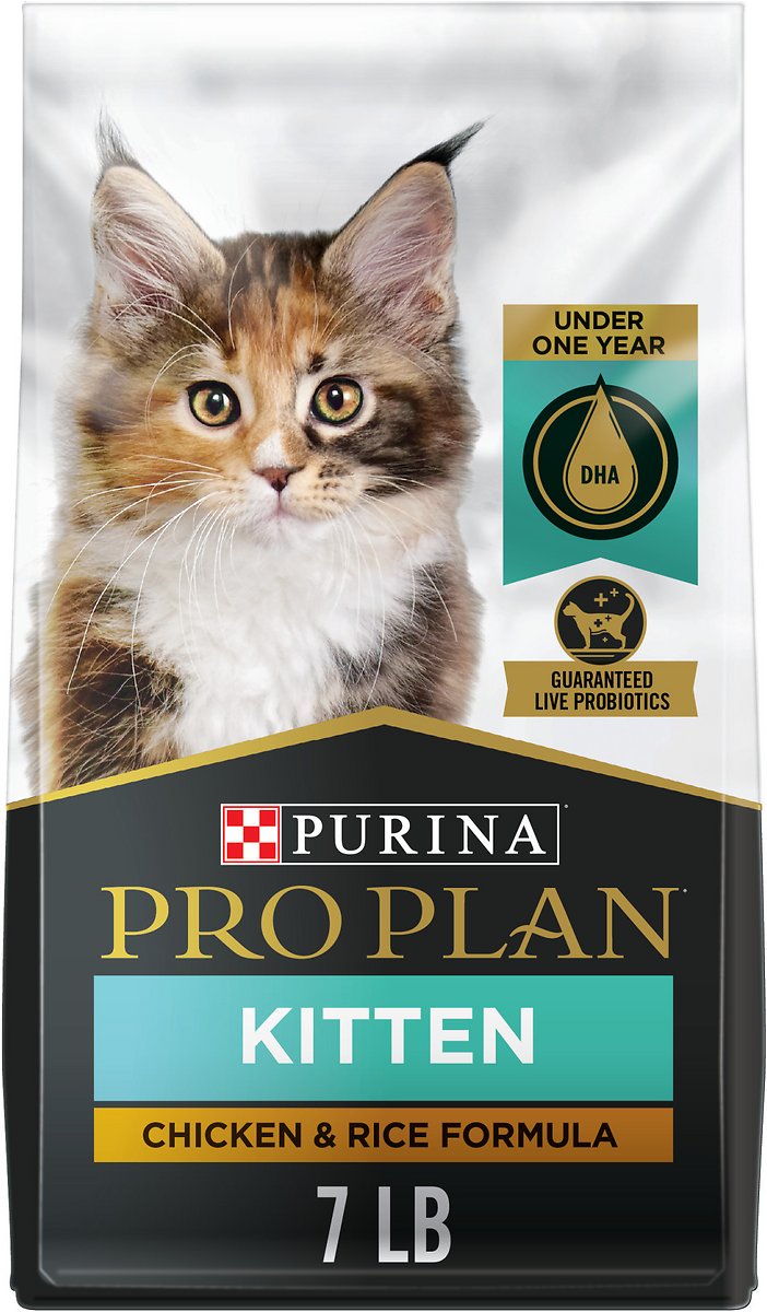 Purina Pro Plan With Probiotics. High Protein Dry Kitten Food. Chicken & Rice Formula - 7 lb. Bag