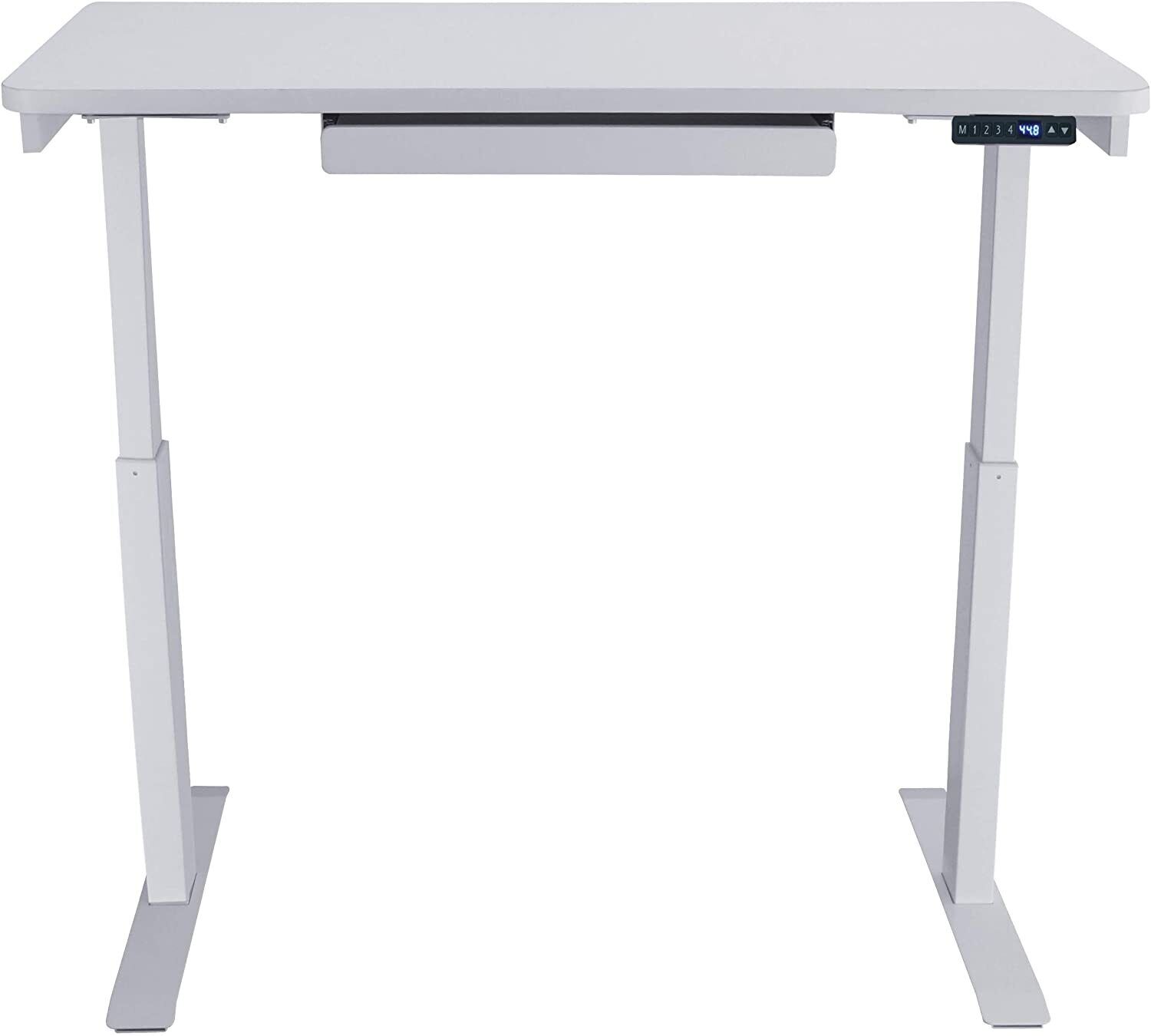 Motionwise 48 in. Rectangular White 1 Drawer Standing Desk with Adjustable Height