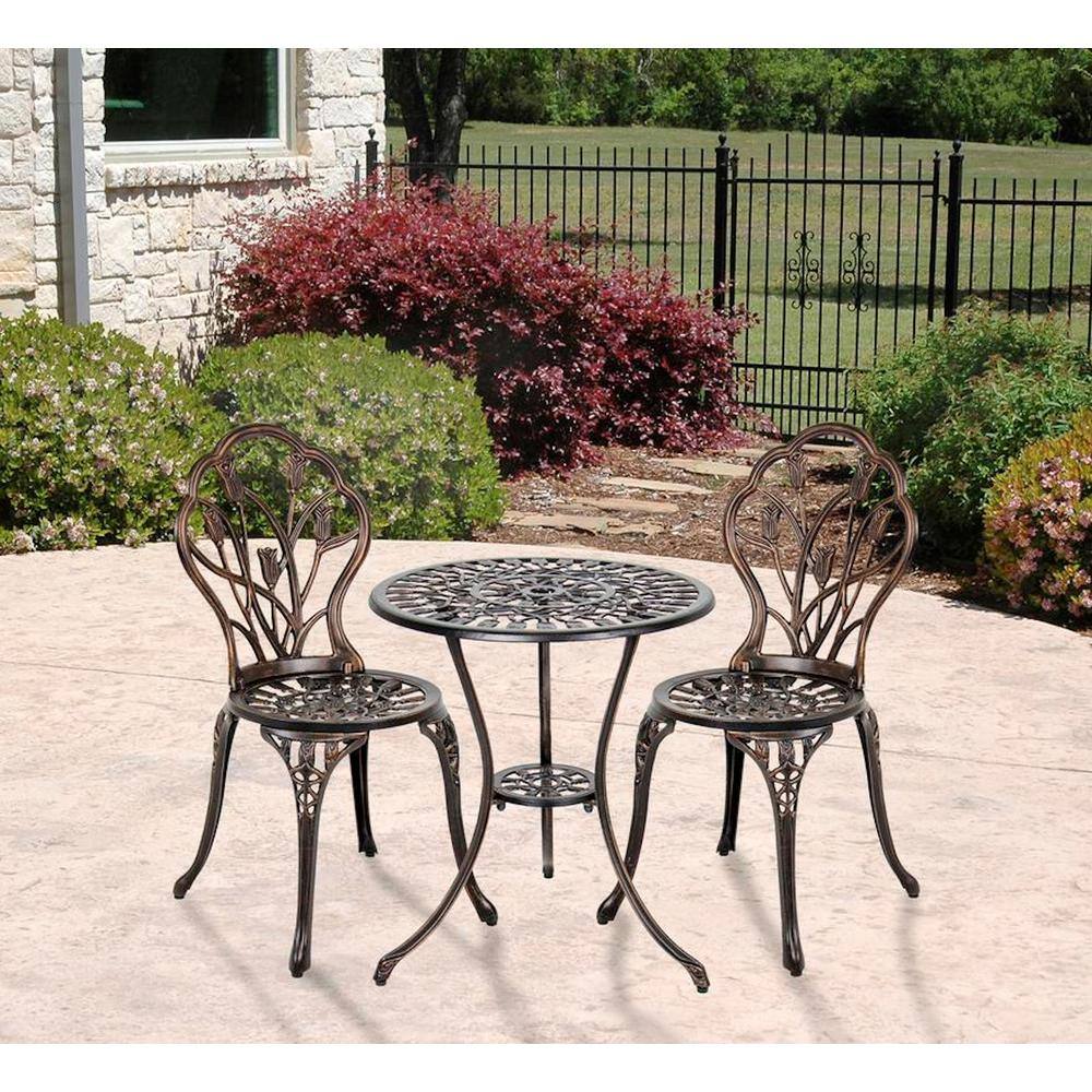 Patio Premier  Tulip Garden 3-Piece Cast Aluminum Outdoor Bistro Set