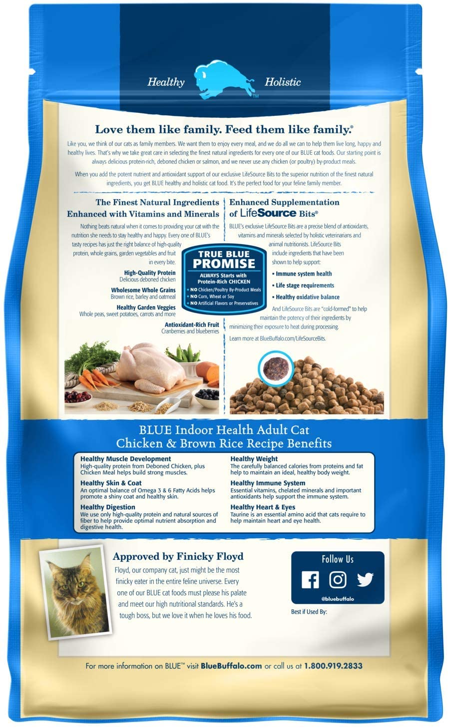 Blue Buffalo Indoor Health Natural Adult Dry Cat Food. Chicken & Brown Rice 7-lb
