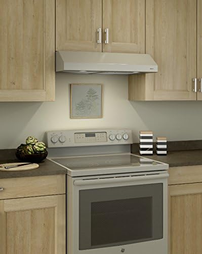 Broan-NuTone Glacier 36-inch Under-Cabinet 4-Way Convertible Range Hood with 2-Speed Exhaust Fan and Light. Bisque