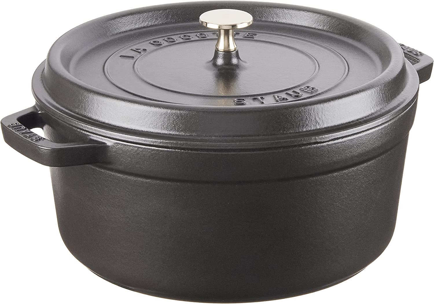 STAUB Cast Iron Round Cocotte. 5.5-quart. Black Matte. Made in France