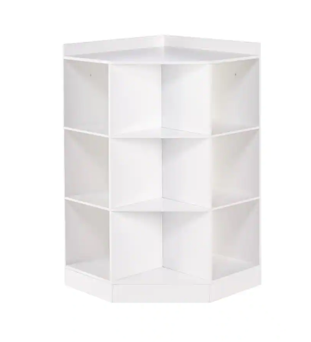RiverRidge Home 6-Cubby. 3-Shelf Corner Cabinet in White