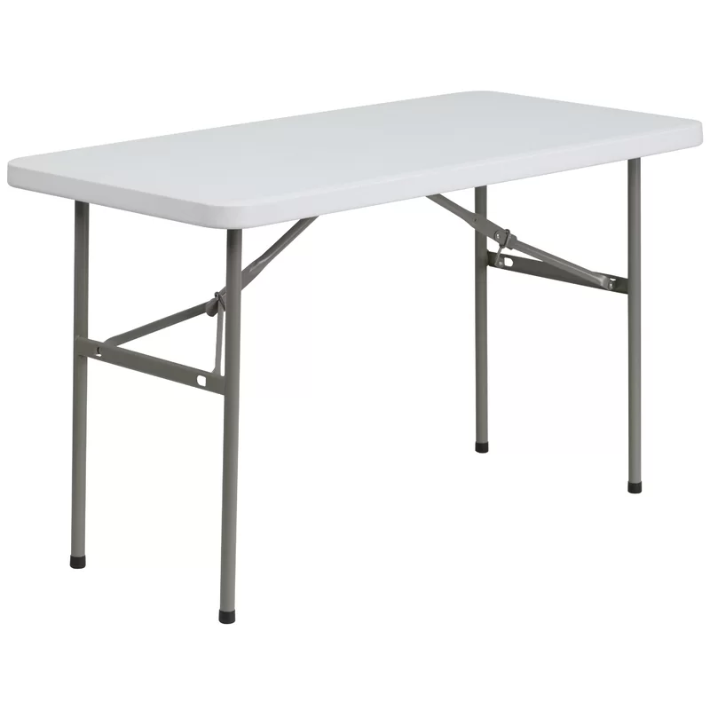 Flash Furniture DAD-YCZ-122-2-GG Granite Plastic Folding Table. 24 by 48-Inch. White