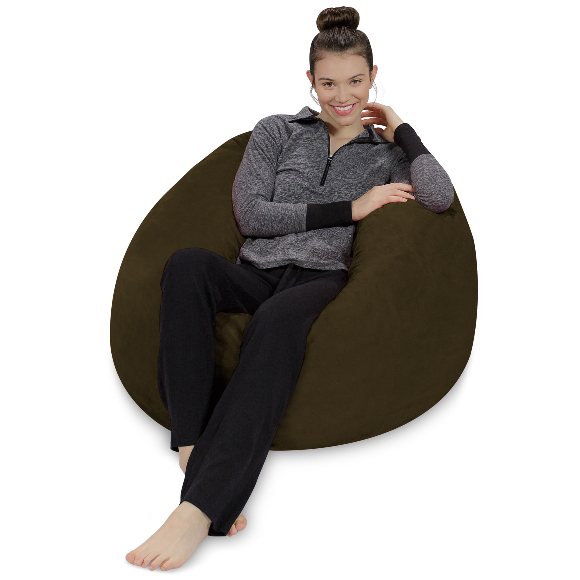 Sofa Sack Bean Bag Chair. Memory Foam Lounger with Microsuede Cover. Kids. 3 ft. Olive