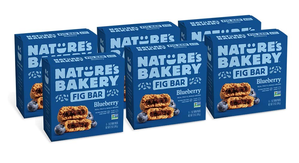 Nature's Bakery Whole Wheat Fig Bars. Blueberry. Real Fruit. Vegan. 6 Count (Pack of 6)