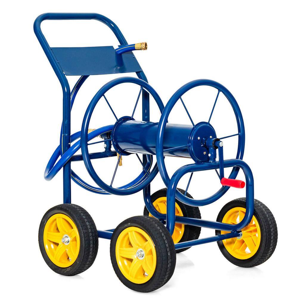 ANGELES HOME 398CKGT19NY Blue Garden Hose Reel Cart Holds 330 ft. of 3/4 in. or 5/8 in. Hose