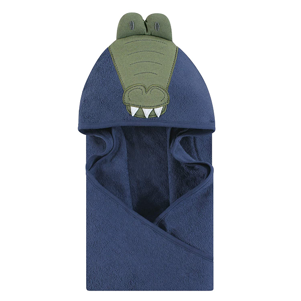 Hudson Baby Unisex Baby Cotton Animal Face Hooded Towel. Alligator. One Size