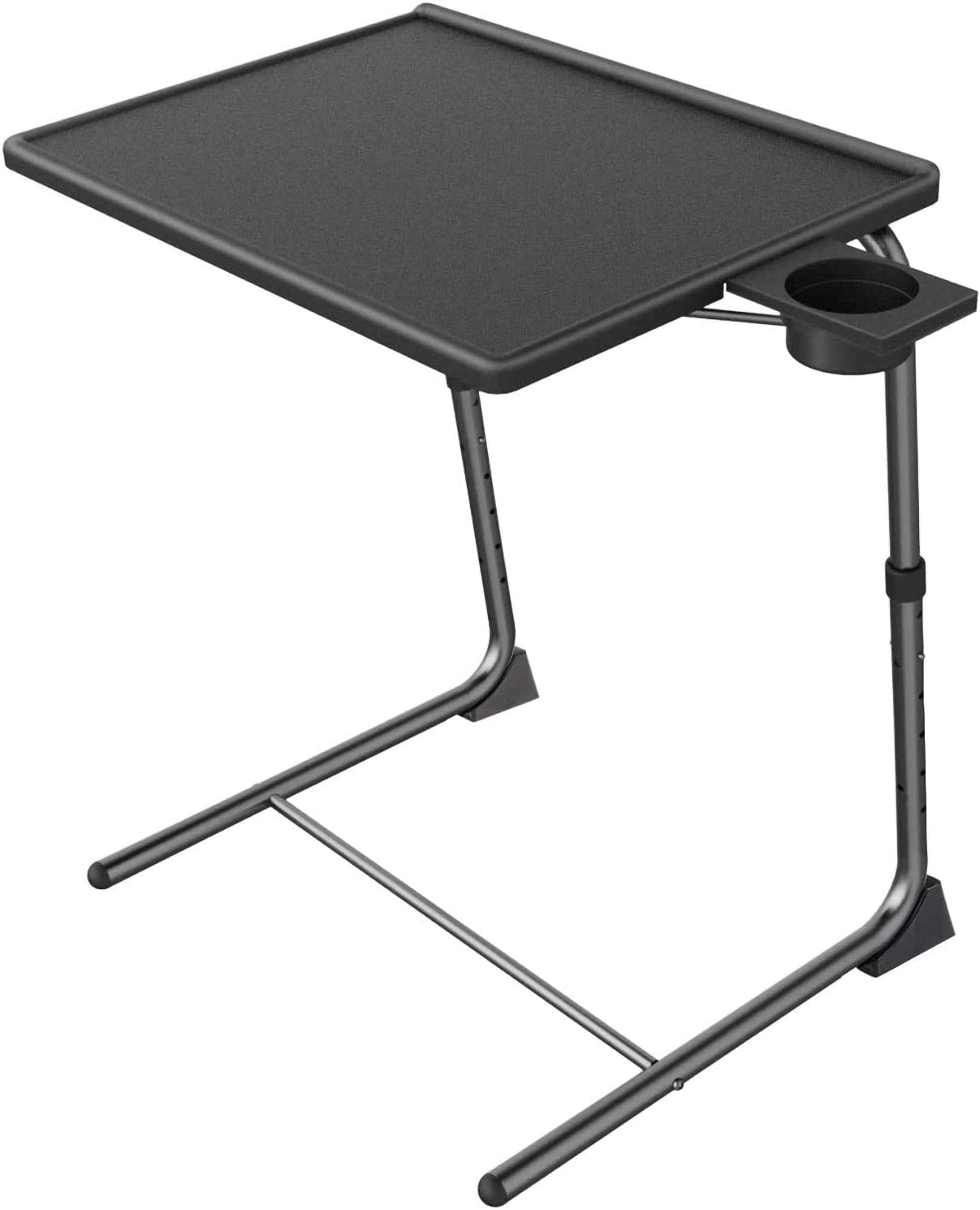HUANUO Adjustable TV Tray Table - TV Dinner Tray on Bed & Sofa. Comfortable Folding Table with 6 Height & 3 Tilt Angle Adjustments (Black)