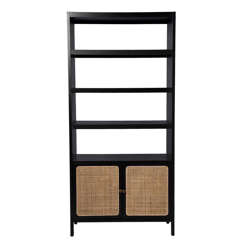 SEI FURNITURE  Carondale 74 in. Wide Black 4-shelves Standard Bookcase