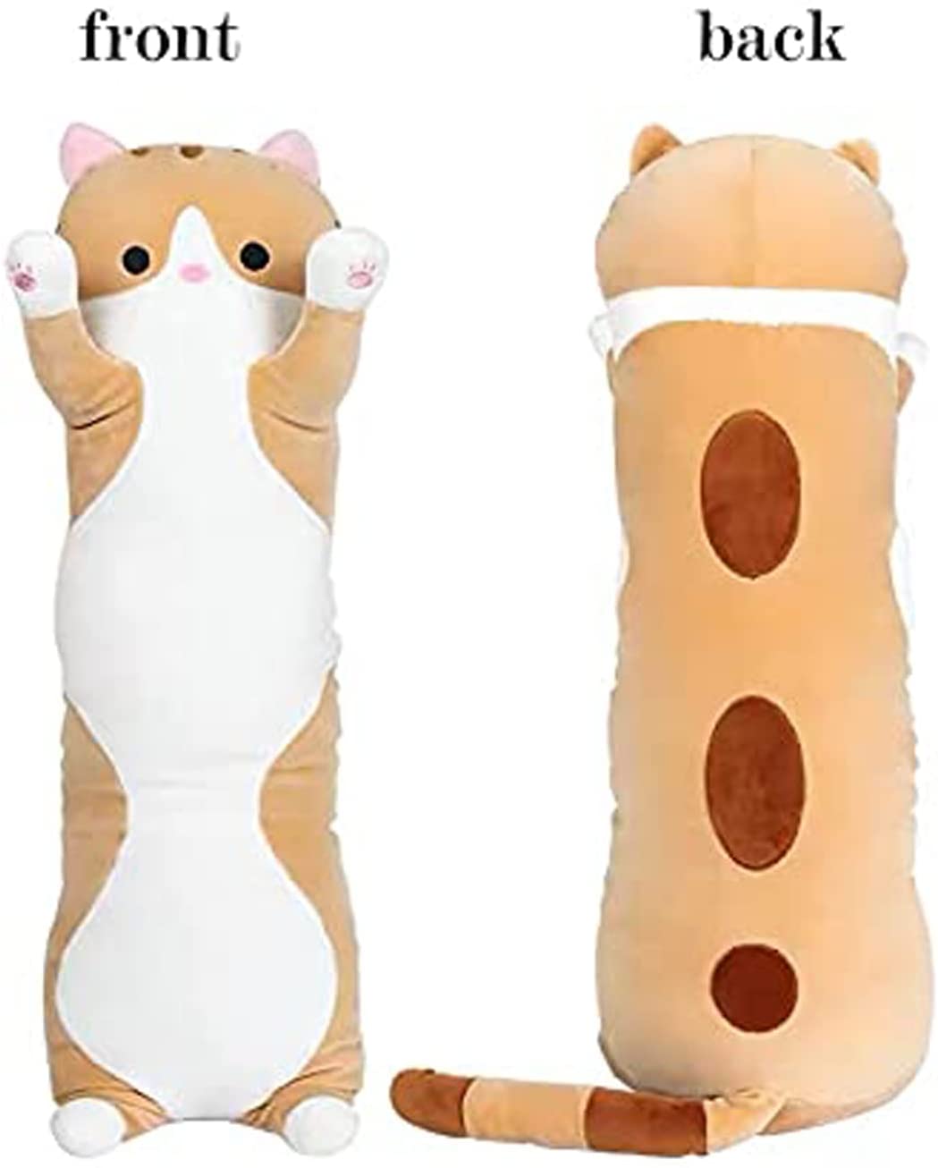VVEMERK Cute Plush Cat Doll Pillow Toy Soft Stuffed Animals Long Kitten Body Gift for Kids