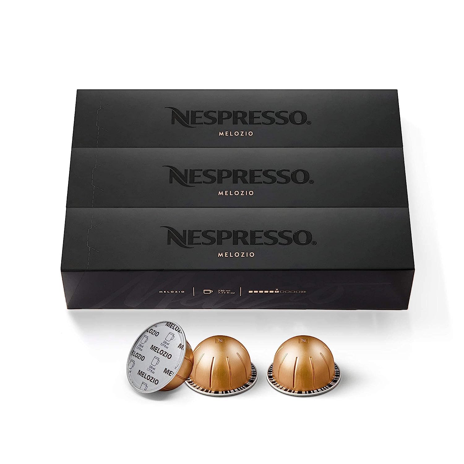 Nespresso Capsules VertuoLine. Melozio. Medium Roast Coffee. Coffee Pods. Brews 7.77 Fl Ounce (VERTUOLINE ONLY). 10 Count (Pack of 3)