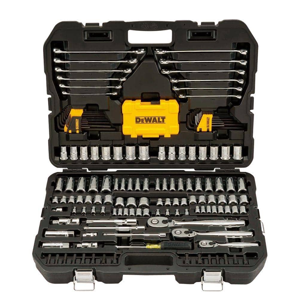 DEWALT DWMT73803 1/4 in.. 3/8 in. and ½ in. Drive Polished Chrome Mechanics Tool Set (168-Piece)