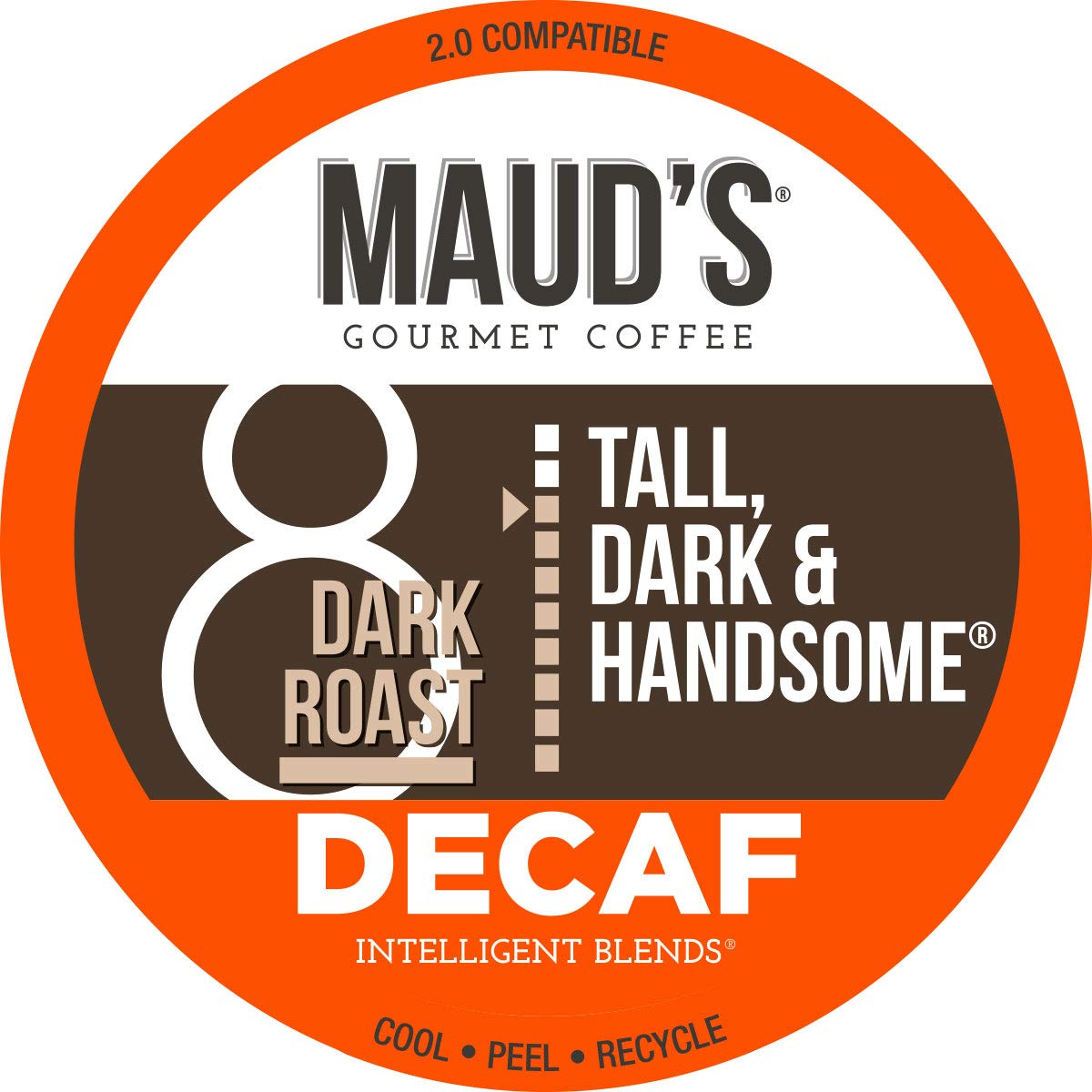 Maud-s Dark Roast Decaf Coffee (Decaf Tall Dark and Handsome) 100ct. Solar Energy Produced Recyclable Single Serve Decaf Dark Roast Coffee Pods. 100% Arabica Coffee California Roasted. KCup Compatible