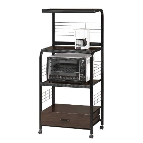 Crown Mark Baker-s Rack. Black metal with shelving and casters