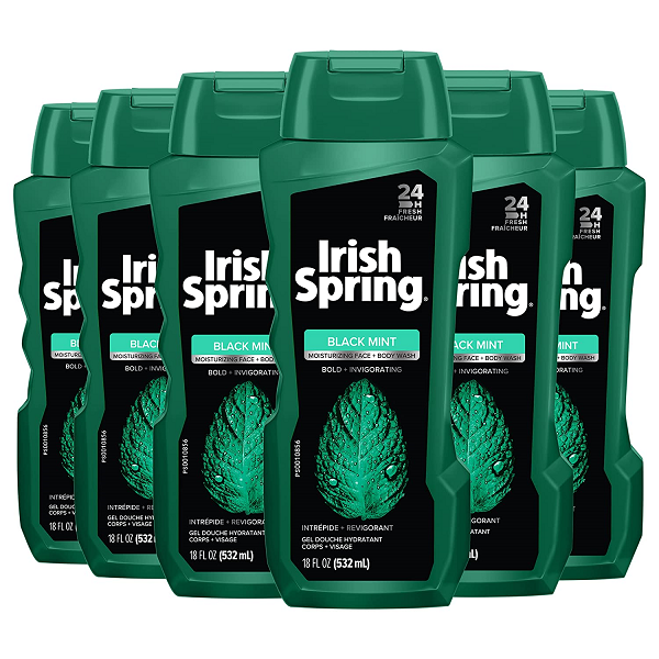 Irish Spring Men-s Body Wash. Black Mint - 18 Fluid Ounce (6 Pack)