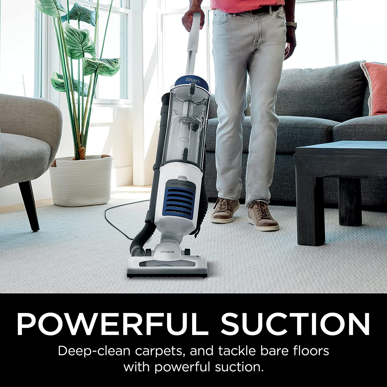 Shark NV141 Navigator Anti-Allergen Plus Upright Vacuum with HEPA Filtration. XL Large Cup Capacity. Dusting Brush. Crevice Tool & Wide Upholstery Tool for Multi-Surface Cleaning. White. 2.9 Qt