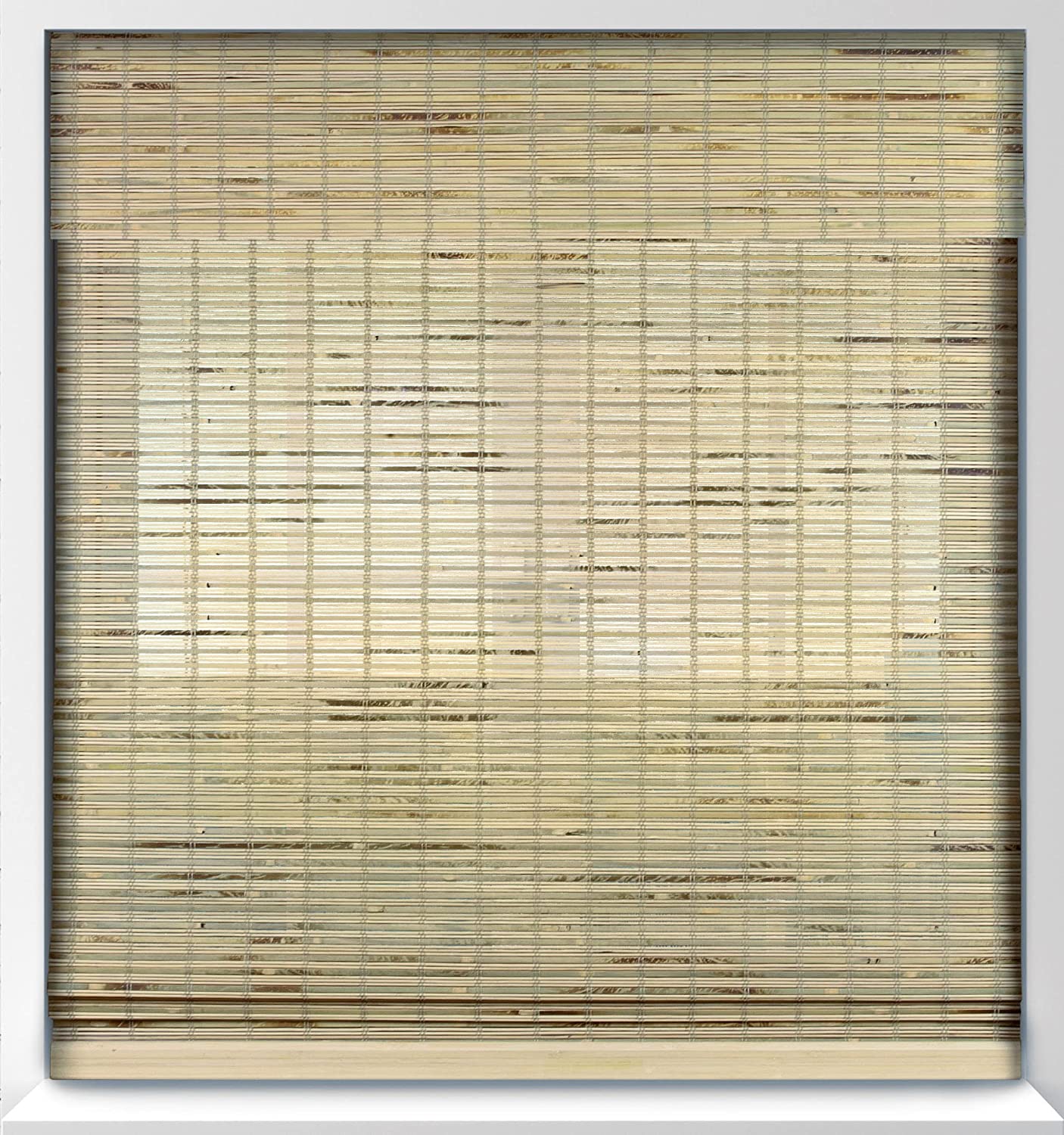 Arlo Blinds Cordless Petite Rustique Bamboo Roman Shades Light Filtering Window Blinds - Size: 34″ W x 60″ H