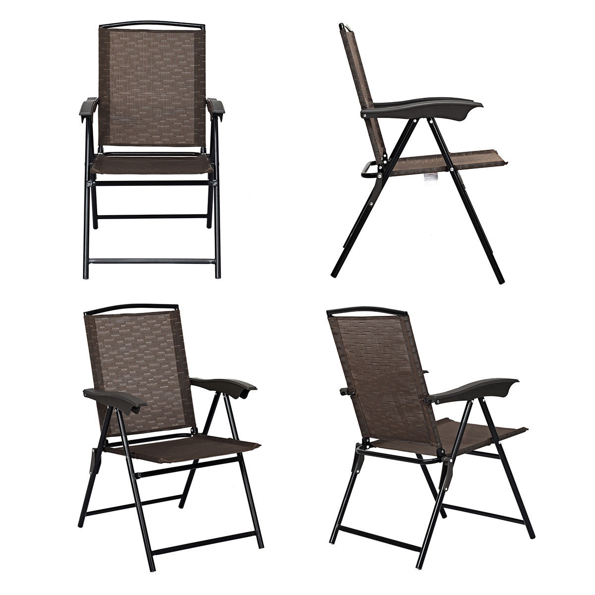 Gymax 4PCS Adjustable Folding Fabric Chair Powder Coated Steel Tube Frame Indoor Outdoor
