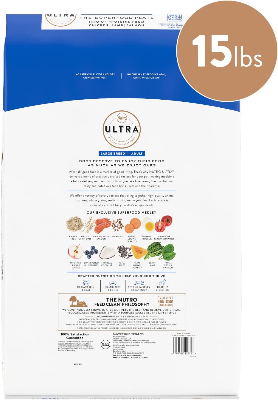 Nutro Ultra Large Breed Adult Dry Dog Food 15 Pound (Pack of 1)