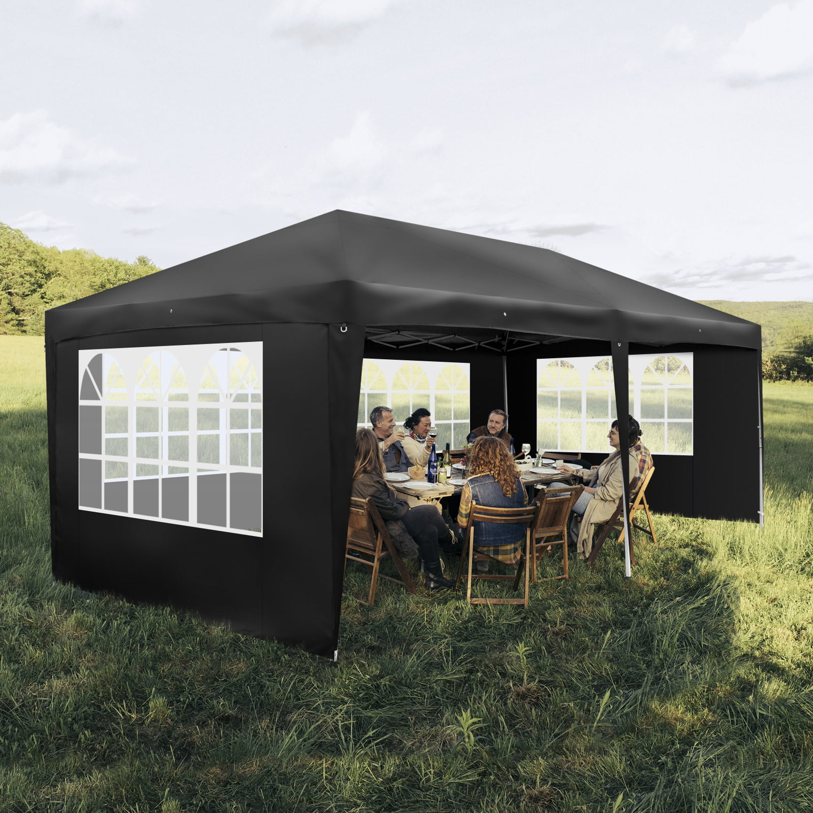 Ktaxon 10-x20′ Canopy Wedding Party Tent Pop up Gazebo Black-6