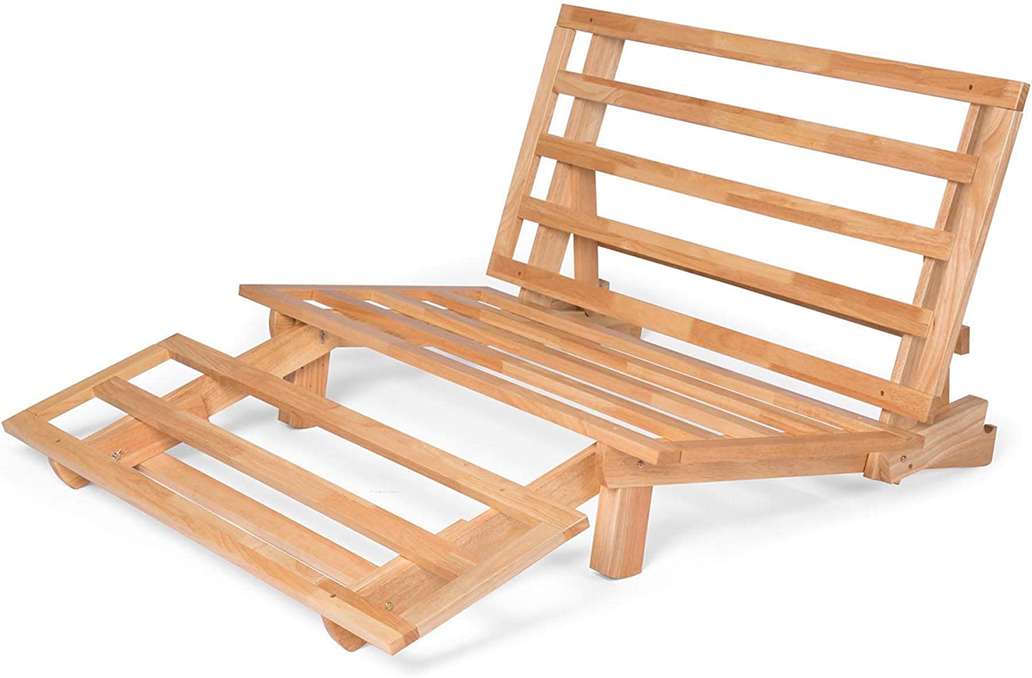 Nirvana Futons Tri-Fold Wood Futon Frame Full Size Sofa Bed Lounger - (Affordable Space Saver. Natural Finish) Ideal for Small Spaces. RVs. and Dorm Rooms