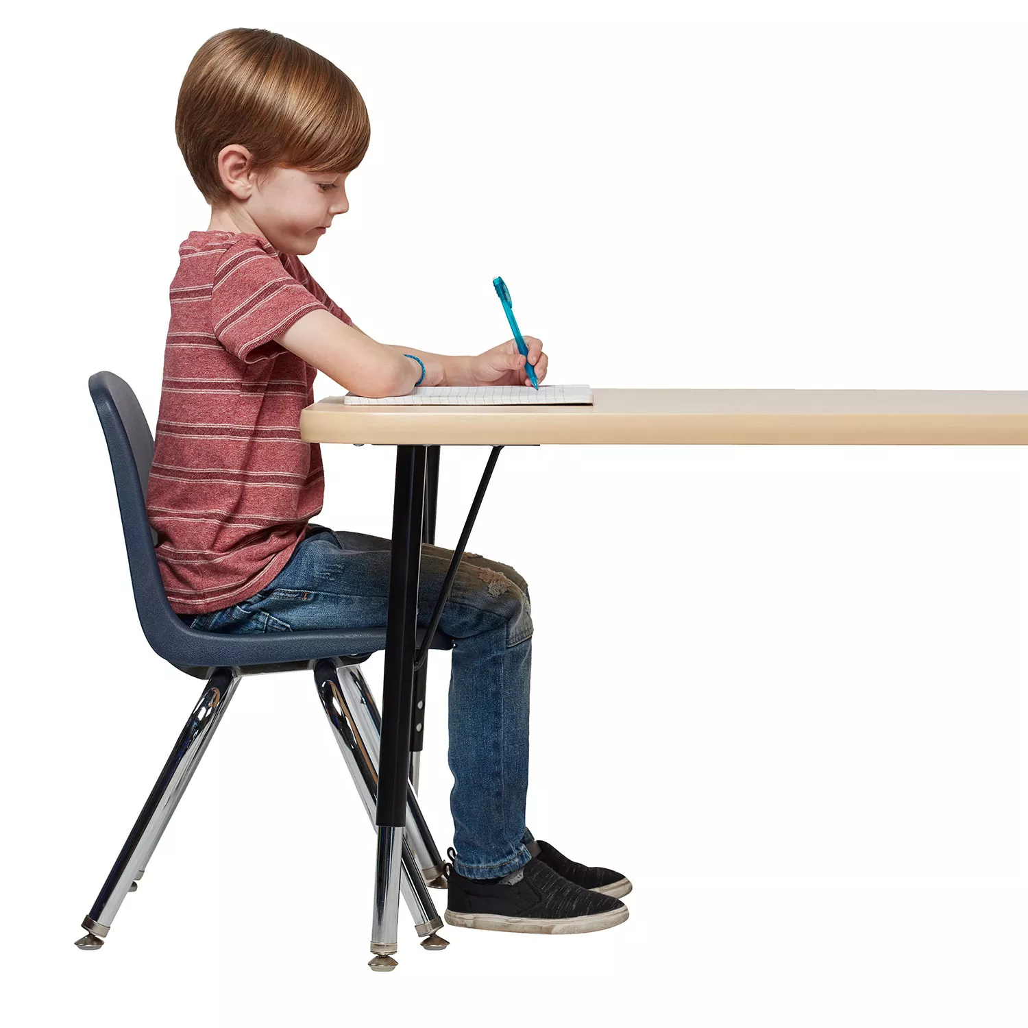 FDP 12″ School Stack Chair. Stacking Student Seat with Chromed Steel Legs and Ball Glides; for in-Home Learning or Classroom - Navy (6-Pack). 10359-NV