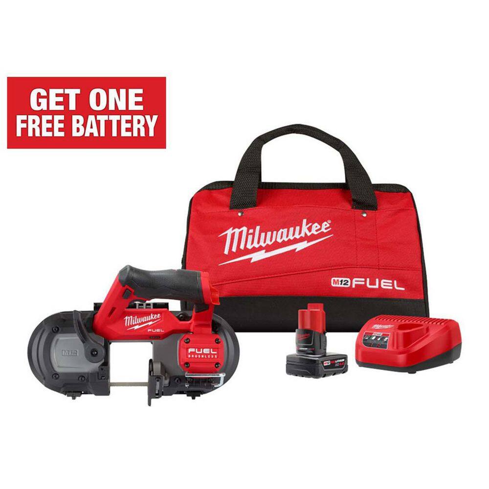 Milwaukee 2529-21XC M12 FUEL 12V Lithium-Ion Cordless Compact Band Saw XC Kit with One 4.0 Ah Battery. Charger and Bag